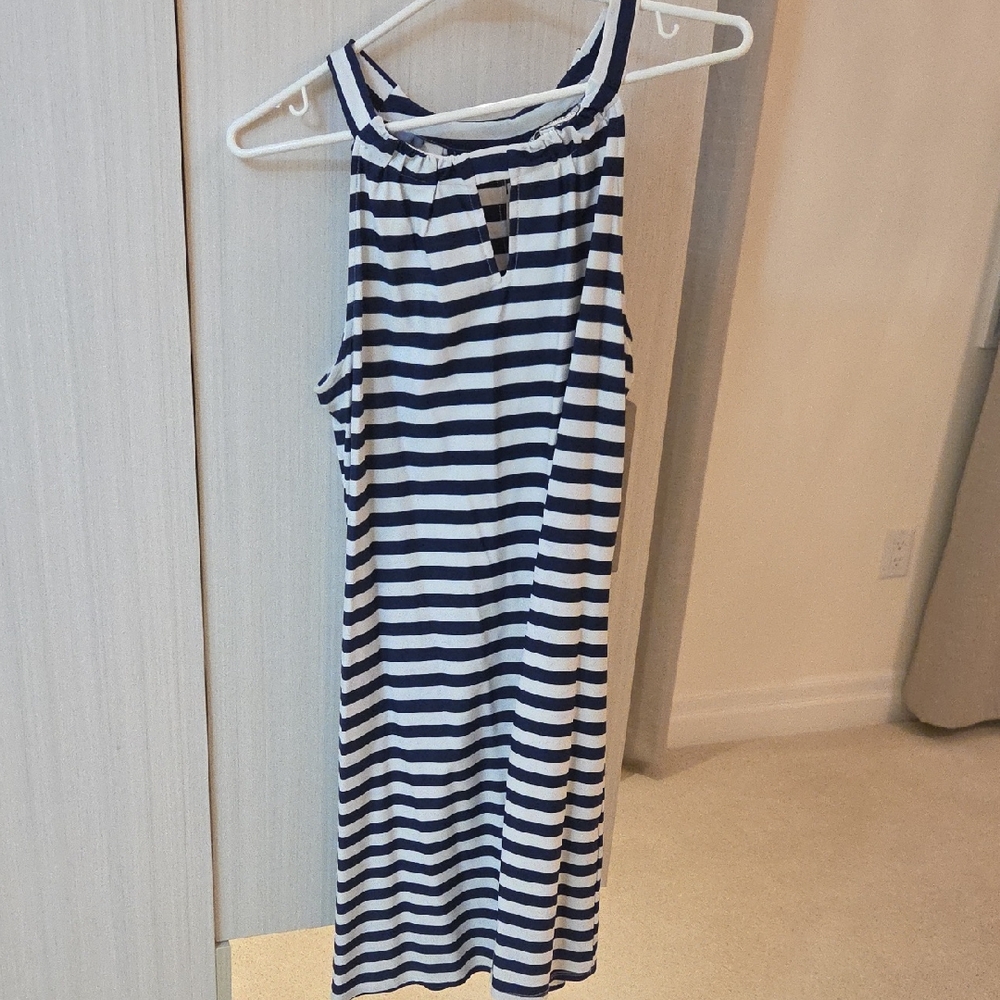 Jude Connally Navy and White Striped Dress